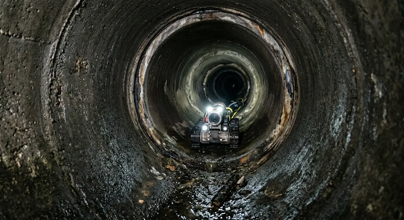 Robotic sewer camera inspecting pipe interior for Drain Snake Service in Zachary